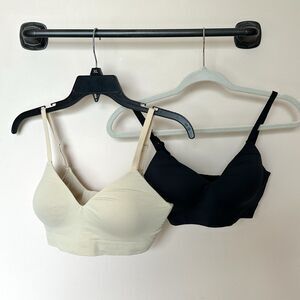 Truekind Bras Set Of 2 Small Rn 156403 Black & Nude Padded Wireless Slimming